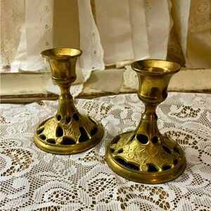 Vintage Solid Brass Candle Holders